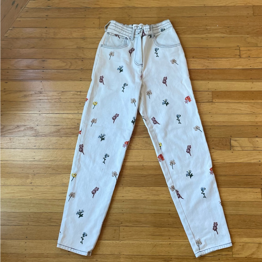 Flower embroidered jeans! Super fun and casual piece